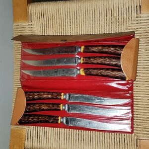 Vintage faux antler filet knives set of 6